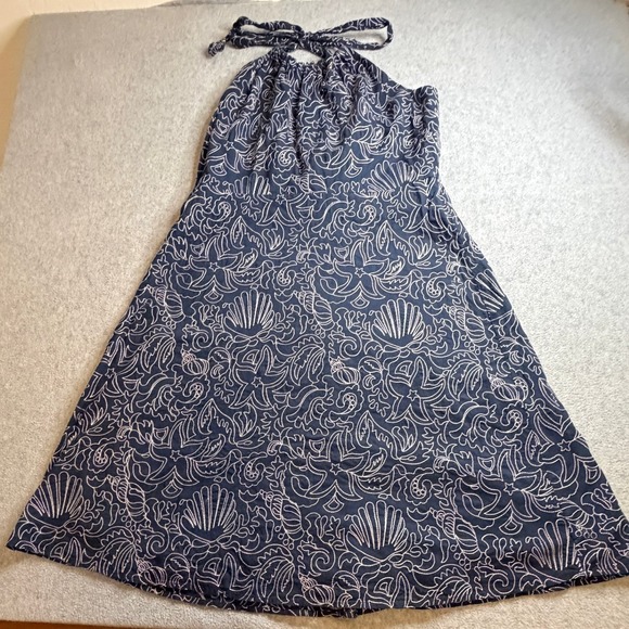 Vineyard Vines Dresses & Skirts - Vineyard Vines Navy Blue Embroidered Sea Shell Halter Dress Womens 10 Nautical